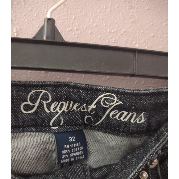 Request Jeans Women's Size 32 Embellished Black Straight Leg Denim - Picture 4 of 10